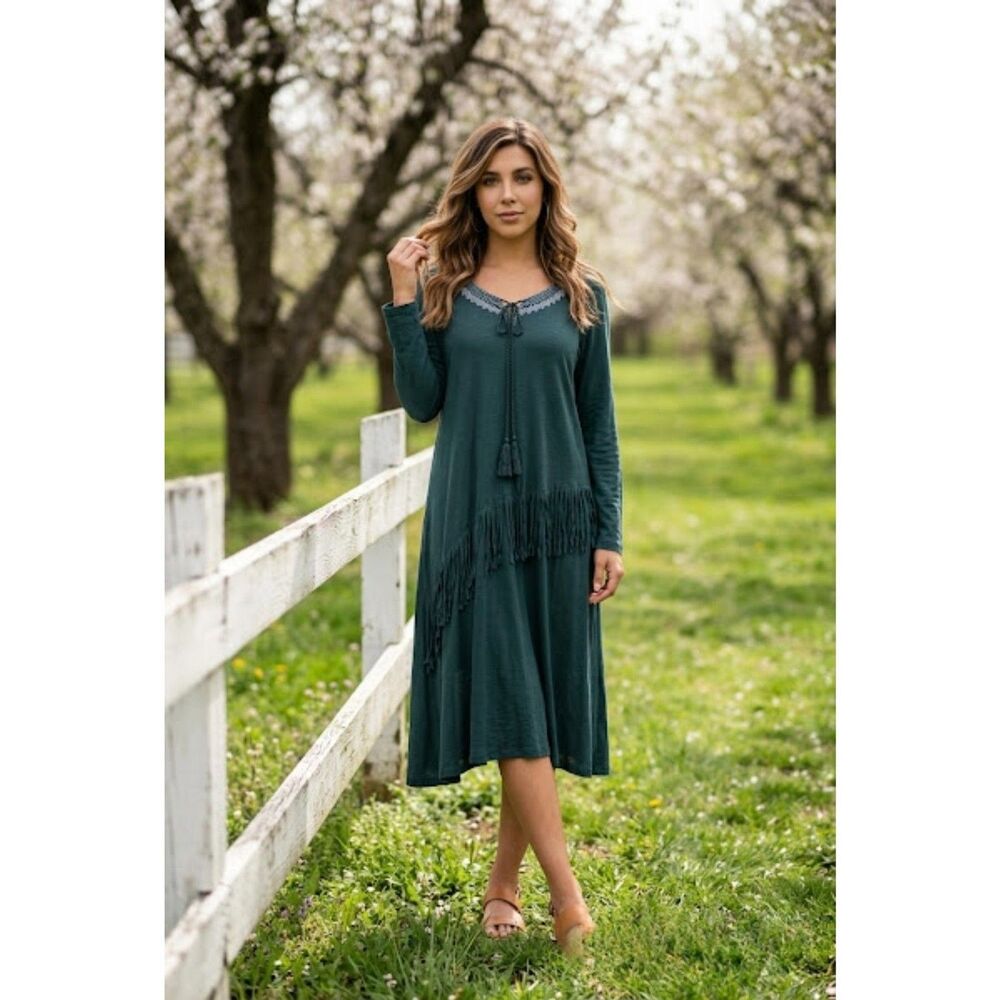 Fringe Long-Sleeve Cowgirl Dress – “Back in the Saddle”